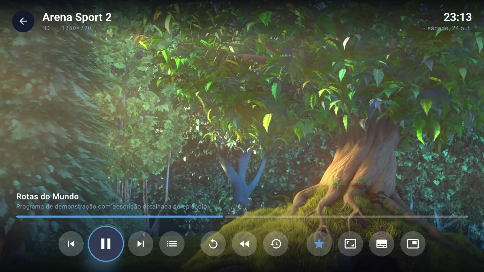 Leitor com botões de catch-up: ver desde o início e recuar